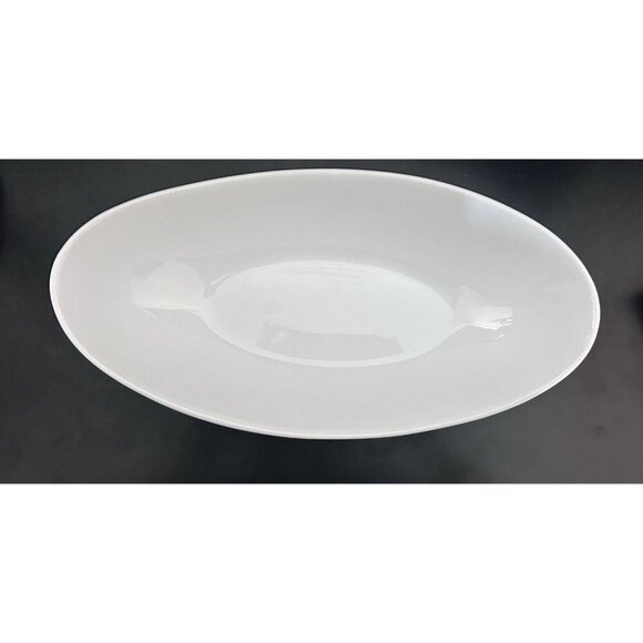 Sides by Over and Back White Oval Porcelain Serving Bowl Dish 12" Long - Picture 1 of 5